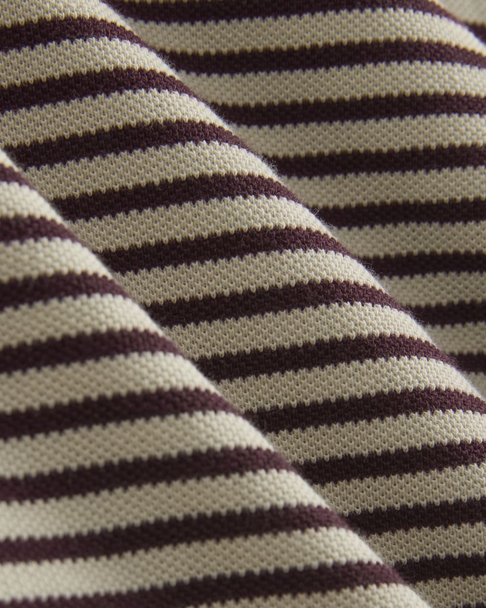 Oversized Pique Polo | Dusty Beige/Deep Plum Stripe