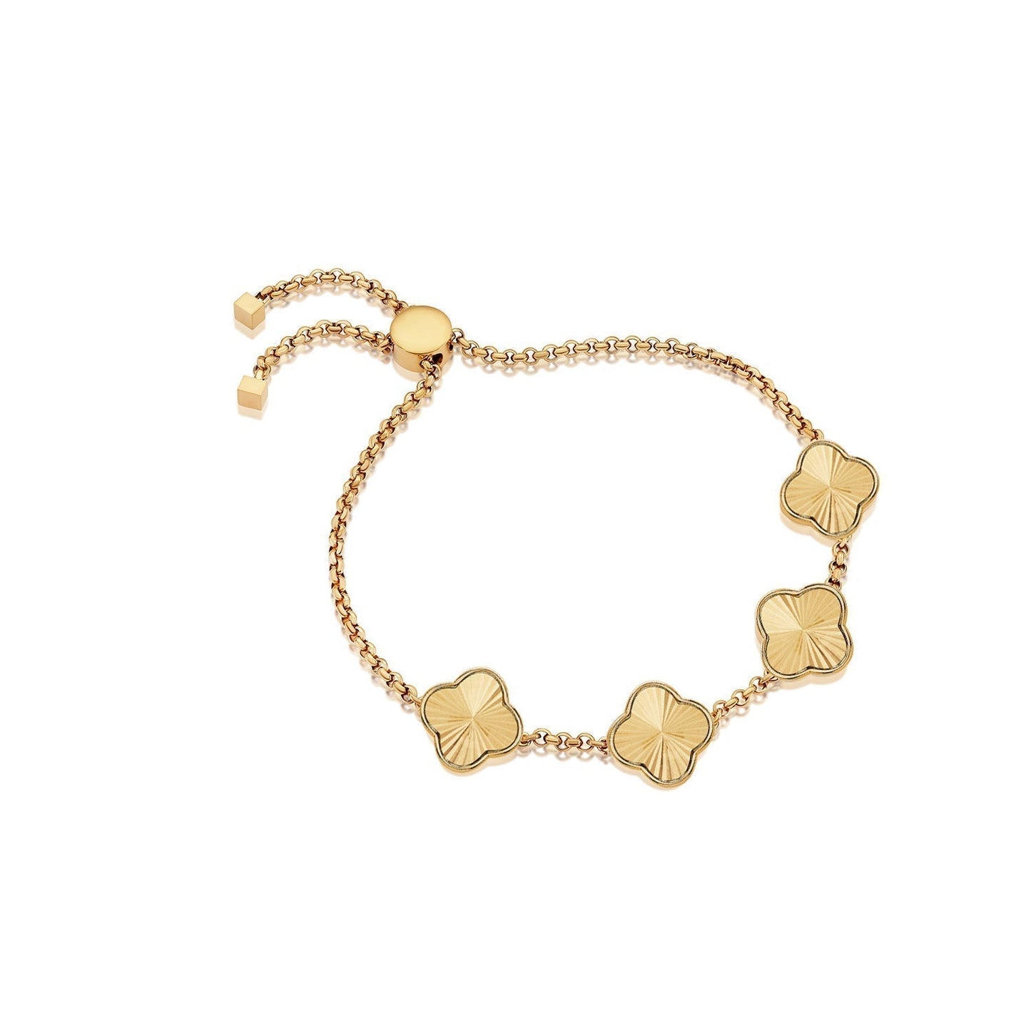 Textured Clover Custom Name Bracelet (Gold)