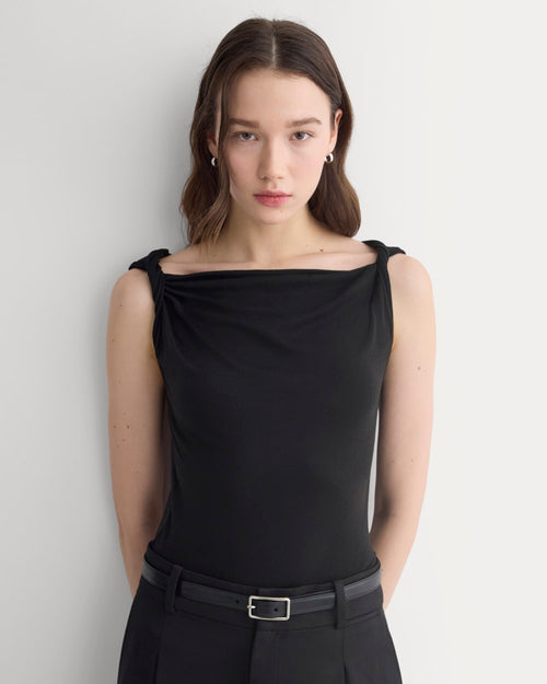 Cowl Neck Twist Tank in Butterluxe | Black