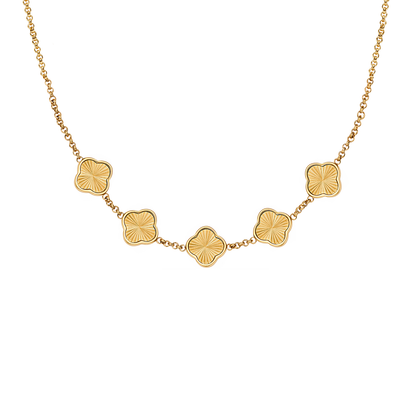 Textured Clover Custom Name Necklace (Gold)