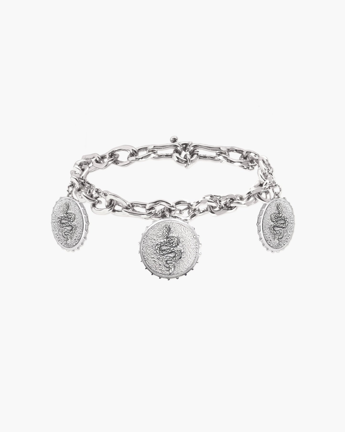 Trinity Snake Coin Double Chain Bracelet in Gold