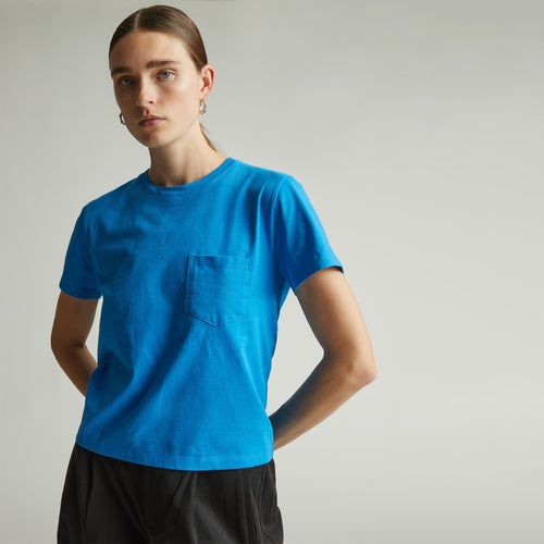 The Box-Cut Tee in Essential Cotton | Brilliant Blue | Pocket