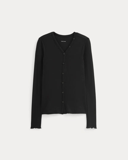 Sheer V-Neck Cardigan in Butterluxe | Black