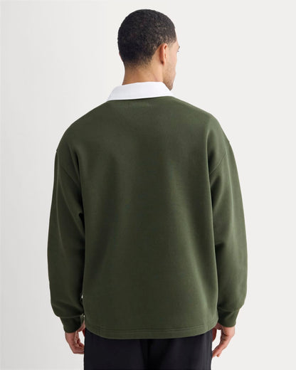 Luxe Fleece Rugby Polo | Dark Forest