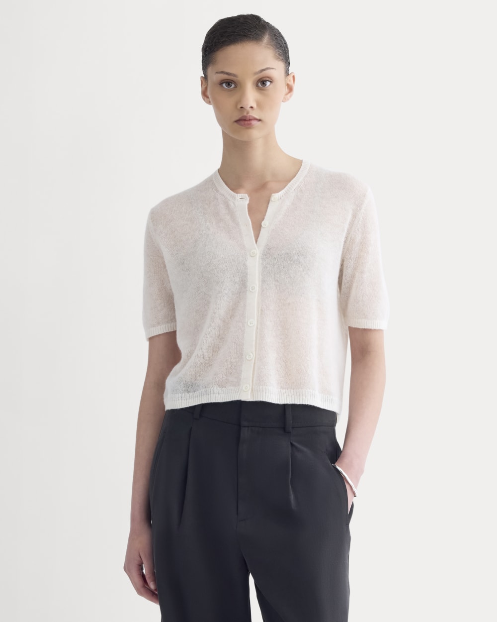 The Air Alpaca™ Short-Sleeve Cardigan | Birch