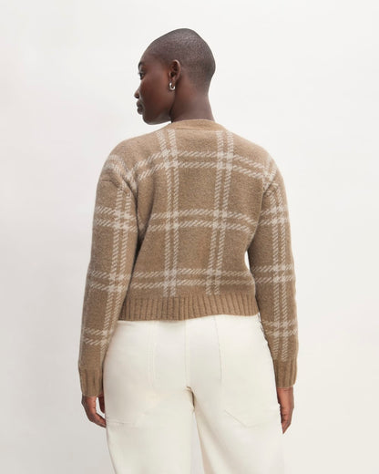 The Alpaca V-Neck Cropped Cardigan | Wheat / Lightest Taupe