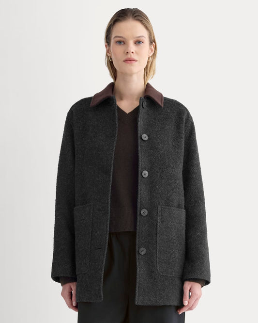 Italian Car Coat | Carbone/Black