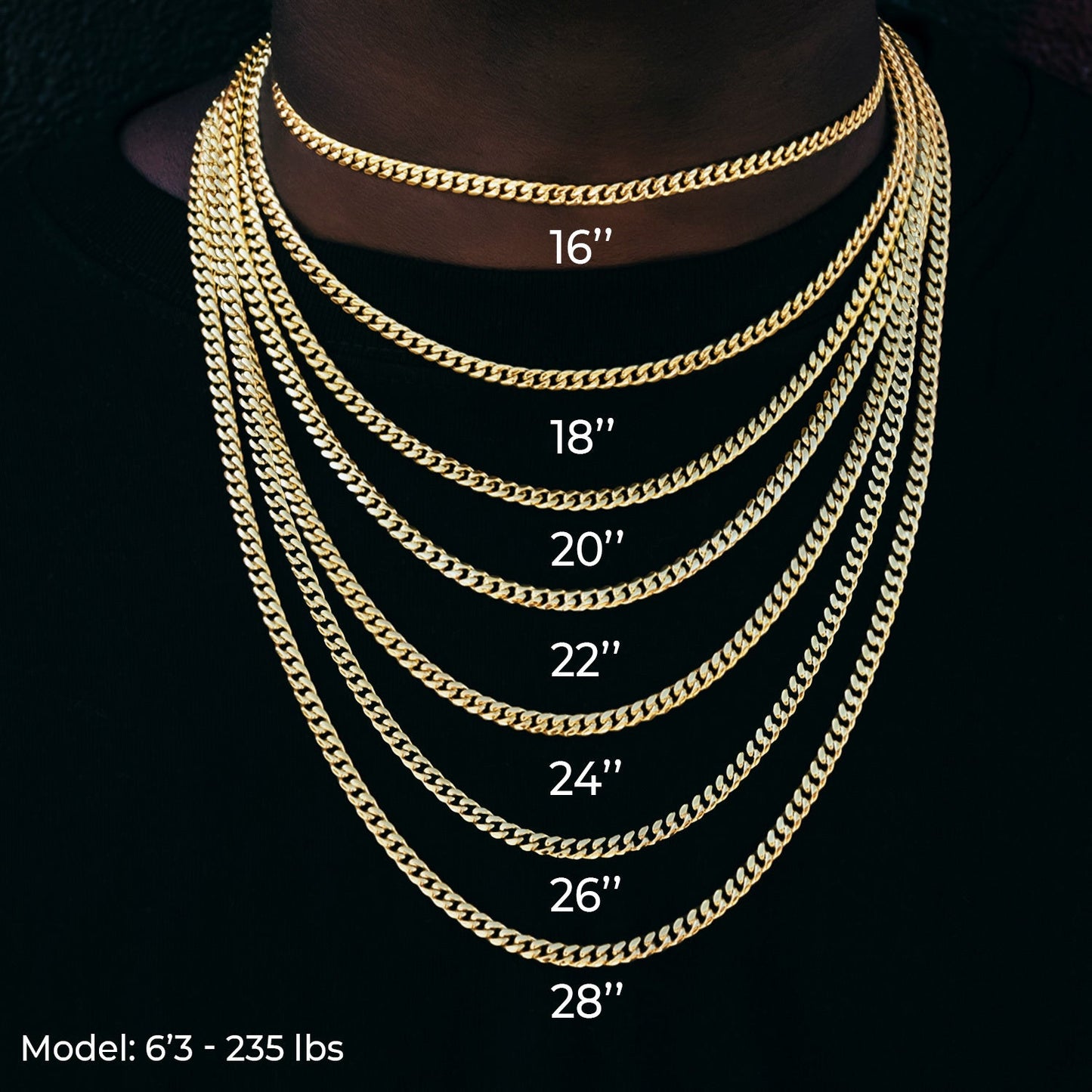 Colored Gemstone Chain in Yellow Gold - 17mm