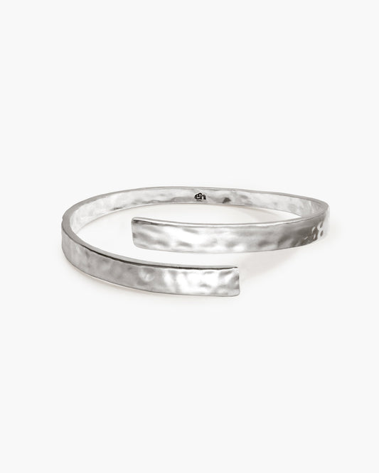 Hammered Arm Cuff in Silver
