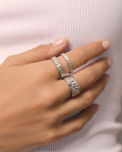 Eros Silver Textured Ring - Medium