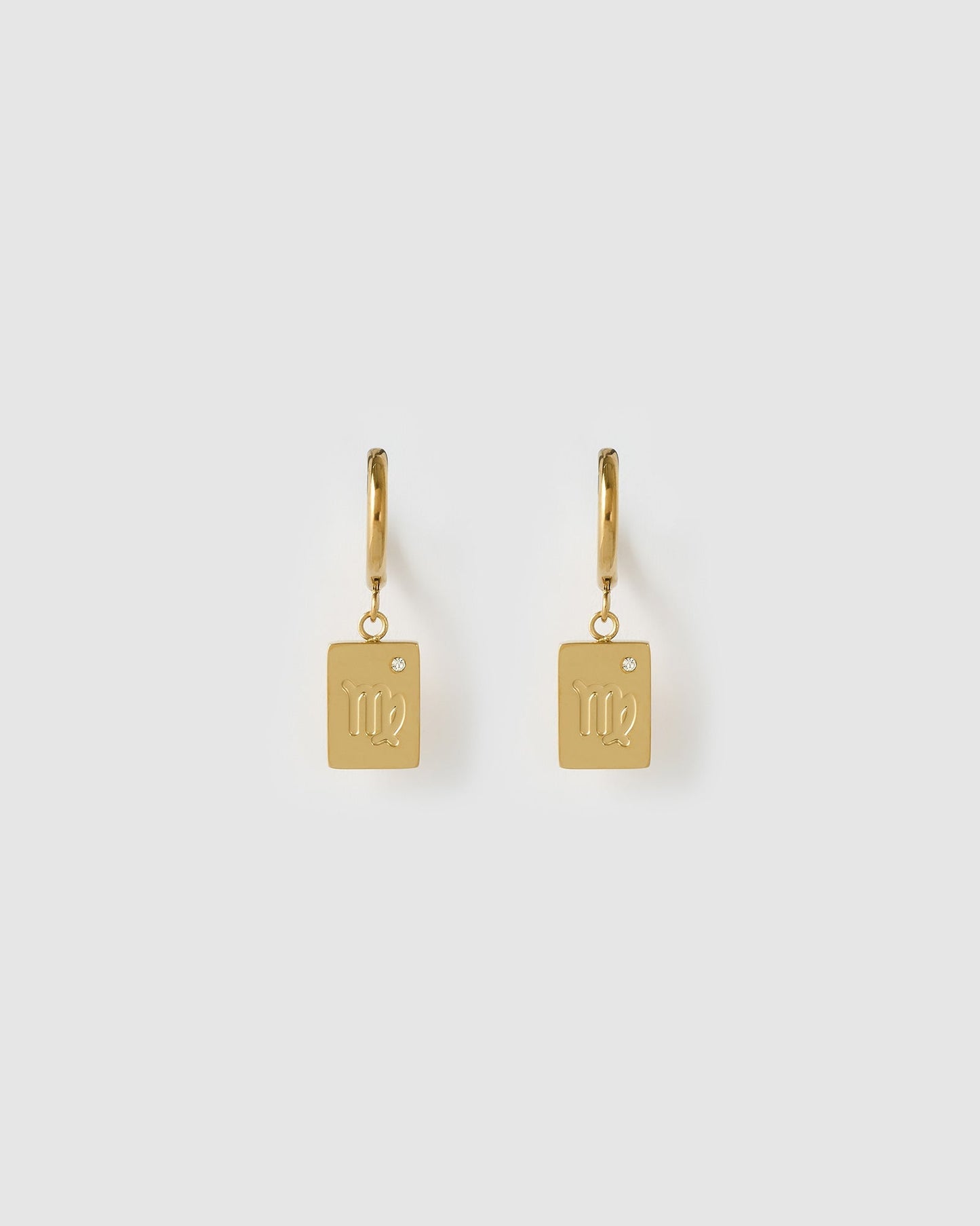 Zodiac Gold Tag Earrings