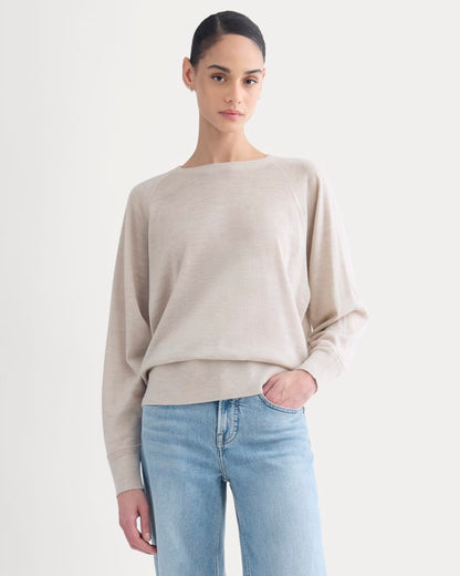 Raglan Sweater in Ultrasoft Merino | Heathered Oat
