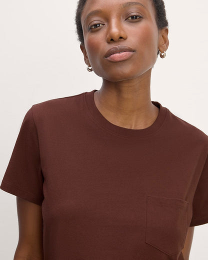 The Box-Cut Tee in Essential Cotton | Dark Mahogany | Pocket