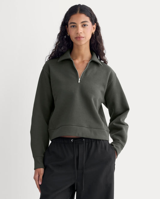 Luxe Fleece Zip Polo | Washed Black
