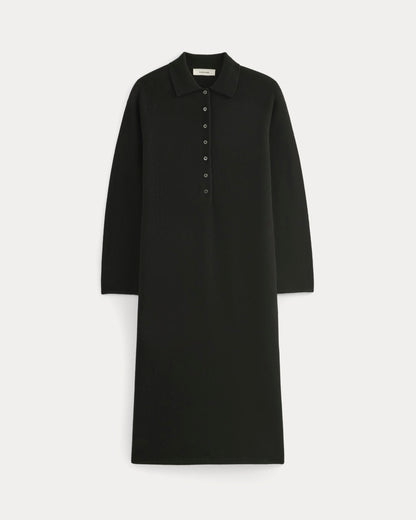 Cashmere Polo Midi Dress | Black